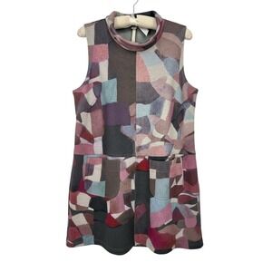 Uncle Frank Women's LARGE Sleeveless Patchwork Dress Multicolor Short - CJ